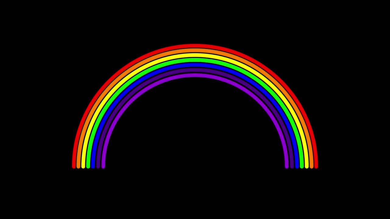 검은색 오버레이 배경의 무지개 곡선 그래픽
