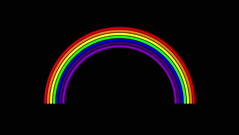 rainbow curve graphic with black overlay background