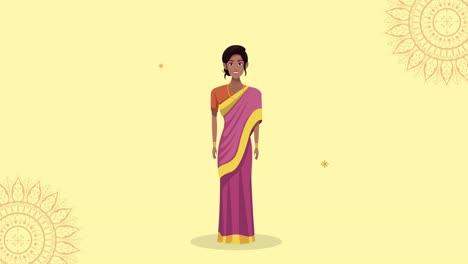 mujer de la cultura india con mandalas