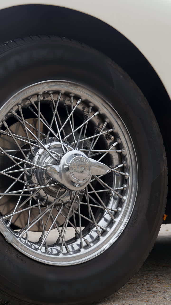Close-up of a Classic Car Wire Wheel