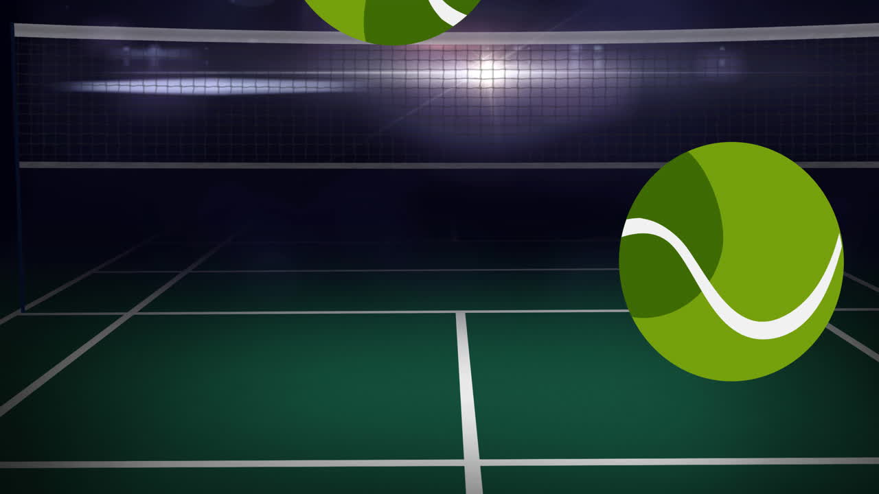 테니스 코트 위에서  ⁇ 는 테니스 공의 애니메이션