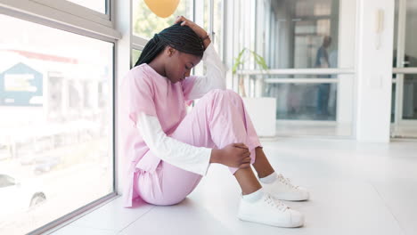 Stress,-doctor-and-black-woman-on-floor