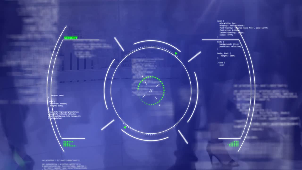 거리에서  ⁇ 고 있는 다양한 사람들을 스캔하고 데이터 처리의 애니메이션