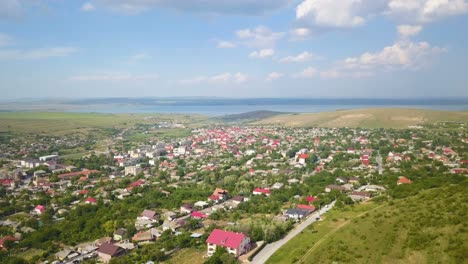 aerial view of babadag, a small town in the wild balkans, romania