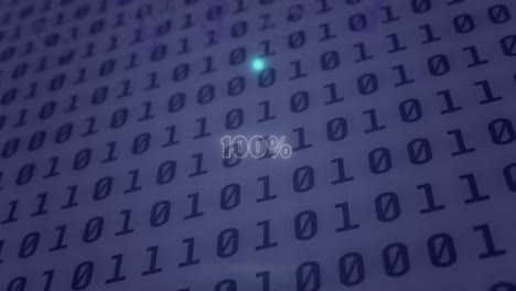 Animation-of-neon-circle-with-100-percent-over-binary-code