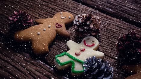 Nieve-Que-Cae-Con-Adornos-De-Galletas-Navideñas