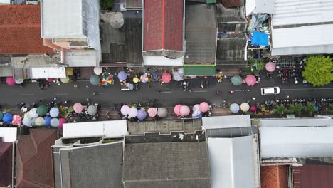 aerial view of the street and traditional market of kranggan yogyakarta