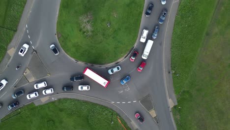 road traffic congestion on uk roundabout drone,aerial blackheath london