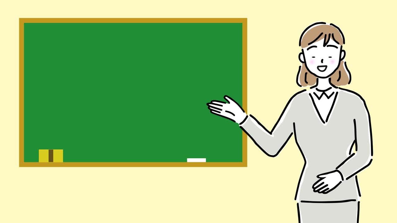Blackboard with instructor woman explaining