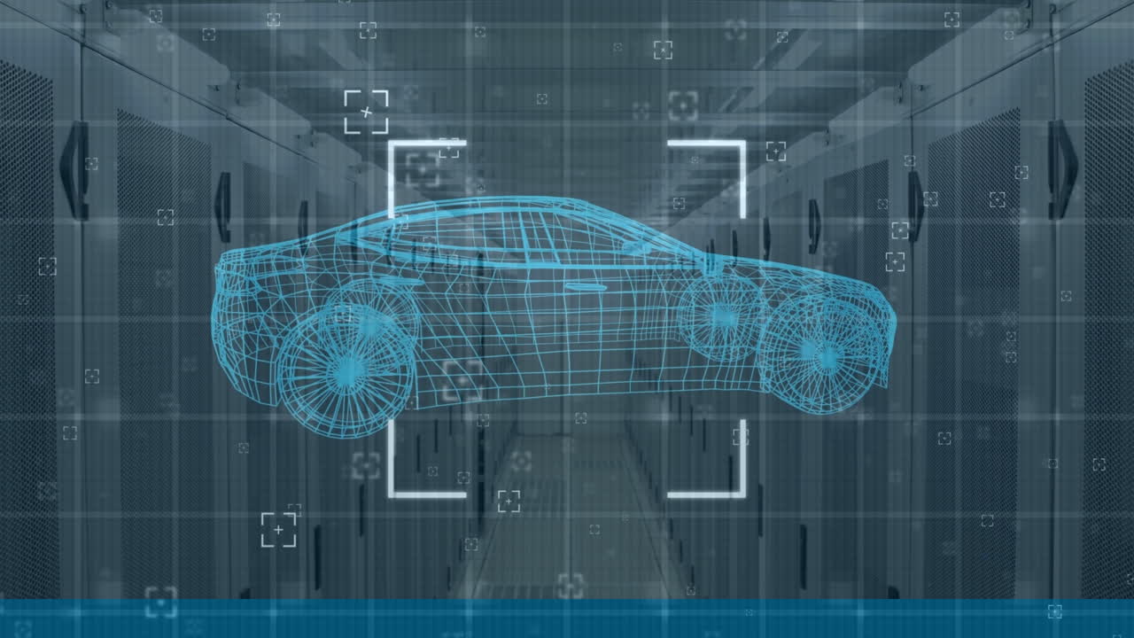 서버  ⁇  위에 디지털 자동차 그림의 애니메이션