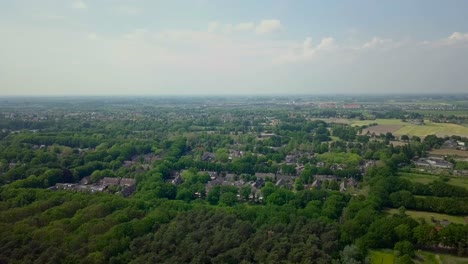 vista aérea de drones del verde suburbano cerca del bosque en los países bajos