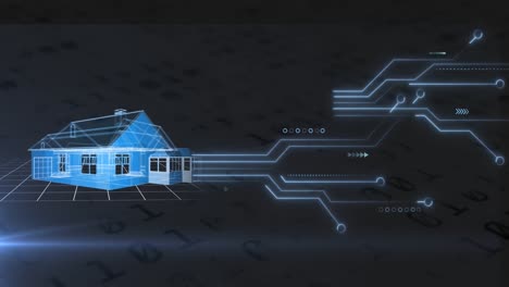 animation of house spinning over computer motherboard