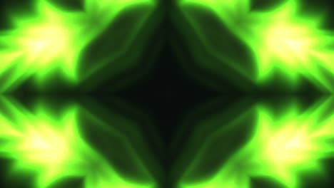 Seamless-Loop-Animation-Of-Neon-Green-Fractal-Lights-In-Kaleidoscope-Pattern
