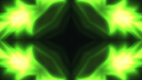 seamless loop animation of neon green fractal lights in kaleidoscope pattern