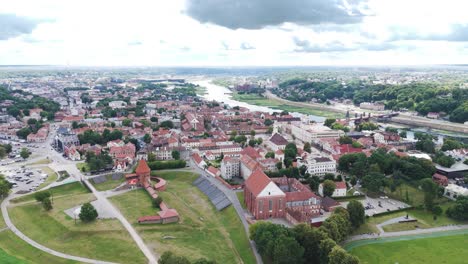 panoramic aerial view of kaunas downtown