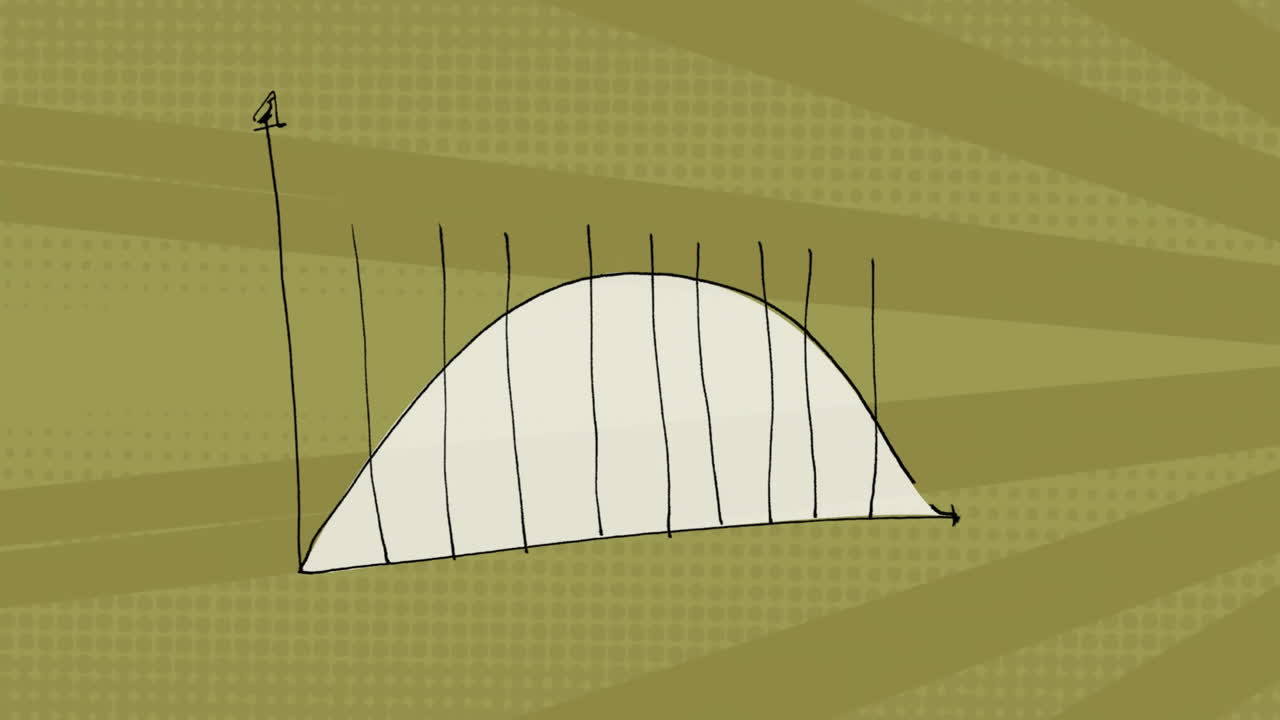 곡선 아래의 그림자 영역을 가진 그래프, 녹색 배경에 수학적 개념 애니메이션