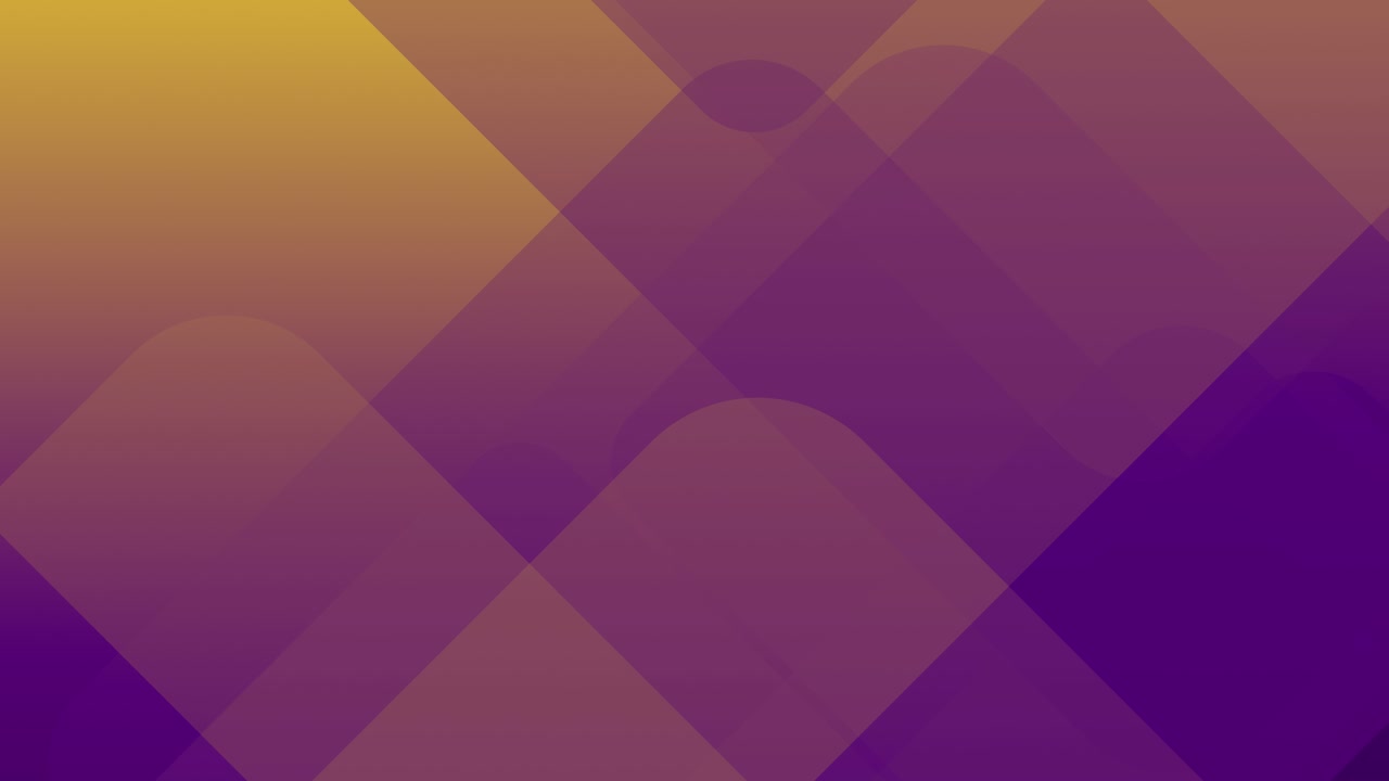 Sfondo astratto ripetibile con forme geometriche arrotondate sovrapposte, gradiente viola e oro, design moderno e fluido al rallentatore
