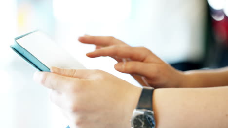 Close-up-shot-of-woman-working-with-touchpad