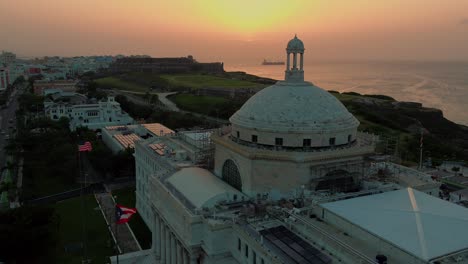 sunset view of old san juan and the puerto rico's state capital