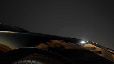 coche deportivo de lujo en un estudio oscuro con luces brillantes