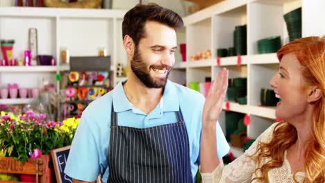 Florists-giving-high-five-to-each-other