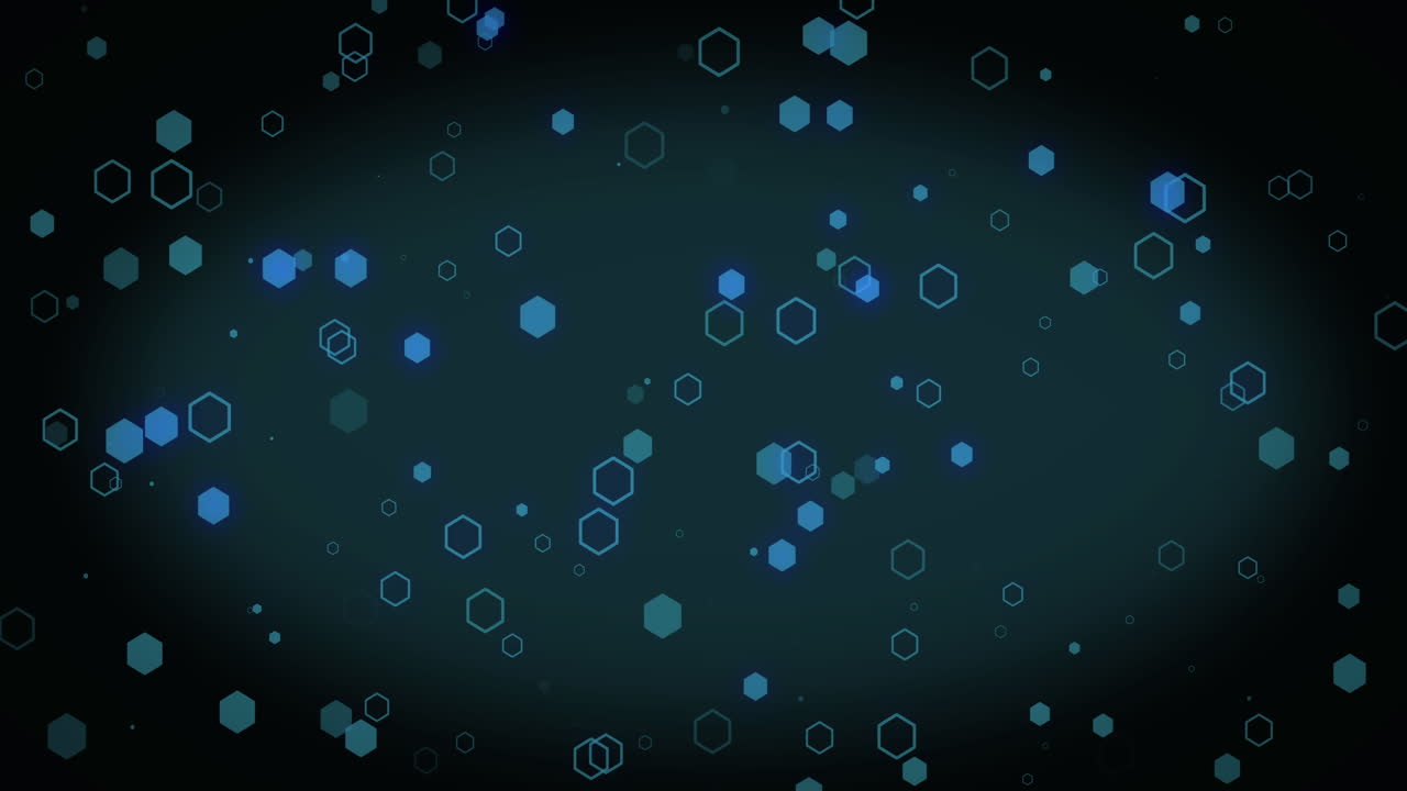 Animation of hexagons on black background