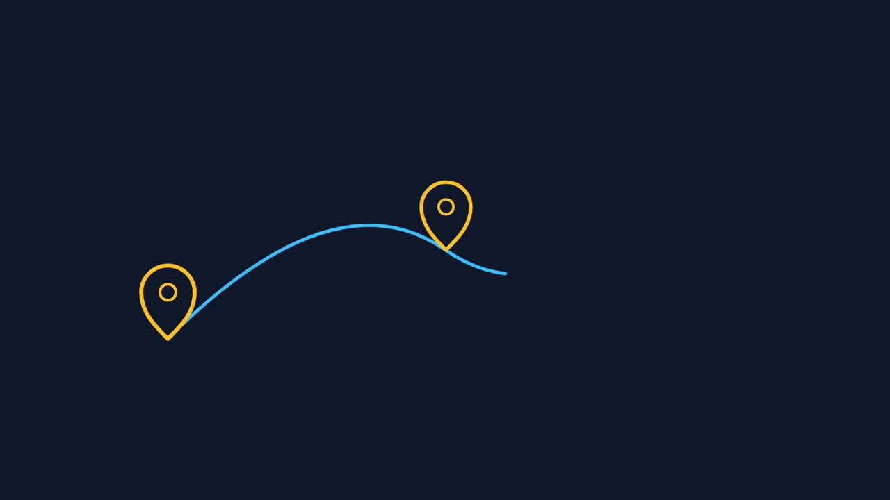 Animated Map Route Connecting Three Location Pins