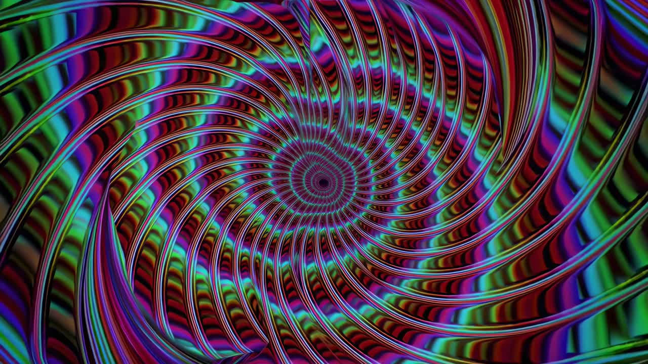 Modello a spirale con colori vivaci in un angolo dall'alto, ideale per un video psichedelico, desktop live