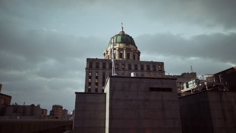 a view of a city building with a dome