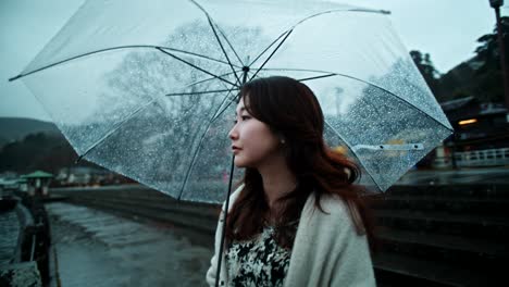 woman with umbrella in the rain