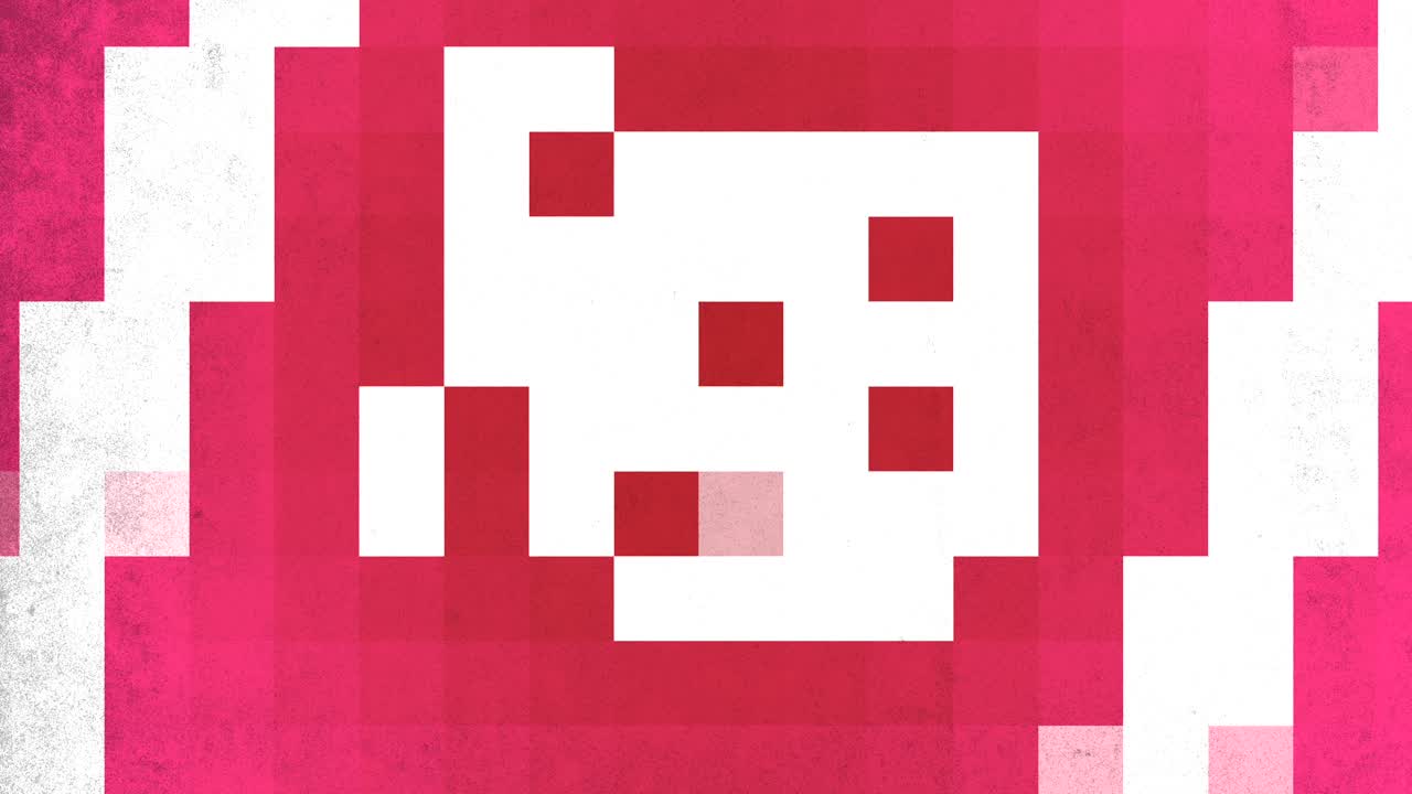 픽셀화 된 얼굴 빨간색, 색 및 파란색 격자 얼굴의 묘사