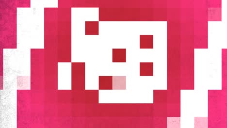 cara pixelada representación de una cuadrícula roja, blanca y azul de una cara