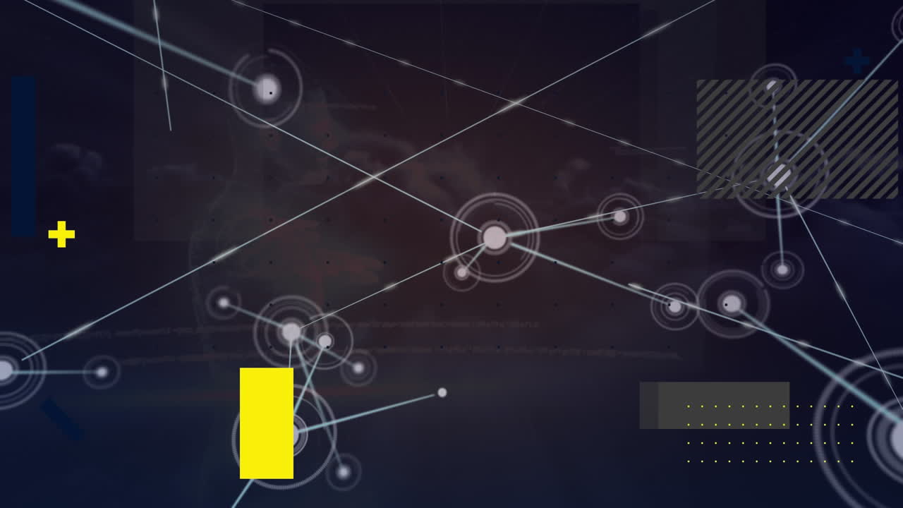 animación de la red de conexiones sobre el cielo nublado