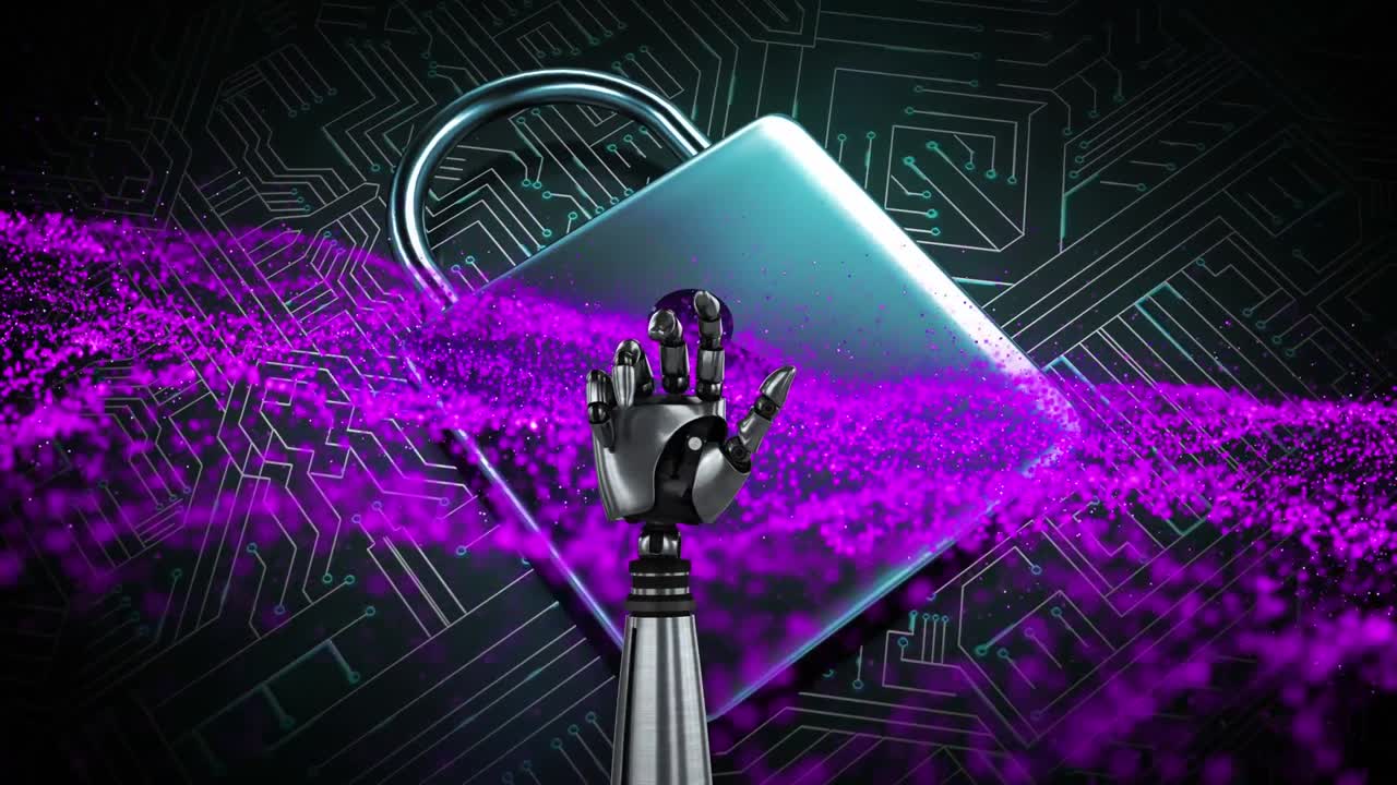 animación del brazo robótico sobre el candado y procesamiento de datos