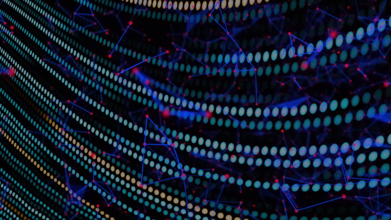 animación de conexiones sobre fondo negro con líneas verdes y amarillas