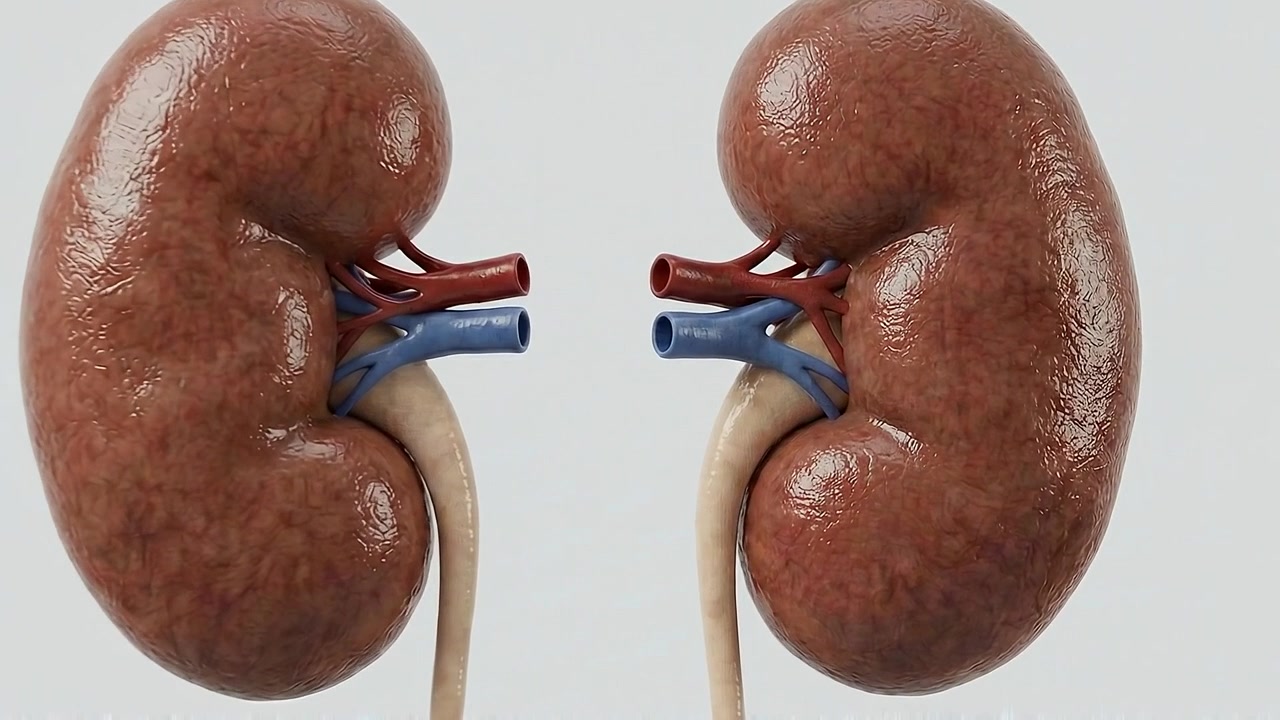 Visualisation médicale de reins humains isolés sur un fond épuré