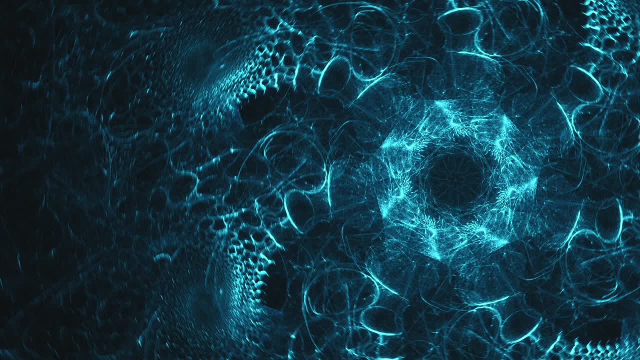 portal dimensional interestelar azul cósmico, hermosa galaxia espacial abstracta - fondo de papel tapiz fractal en bucle sin fin