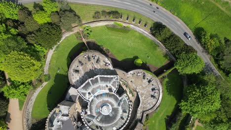 Ascending-Overhead-birds-eye-drone-aerial-view-Walmer-Castle-Deal-Kent-UK-drone,aerial