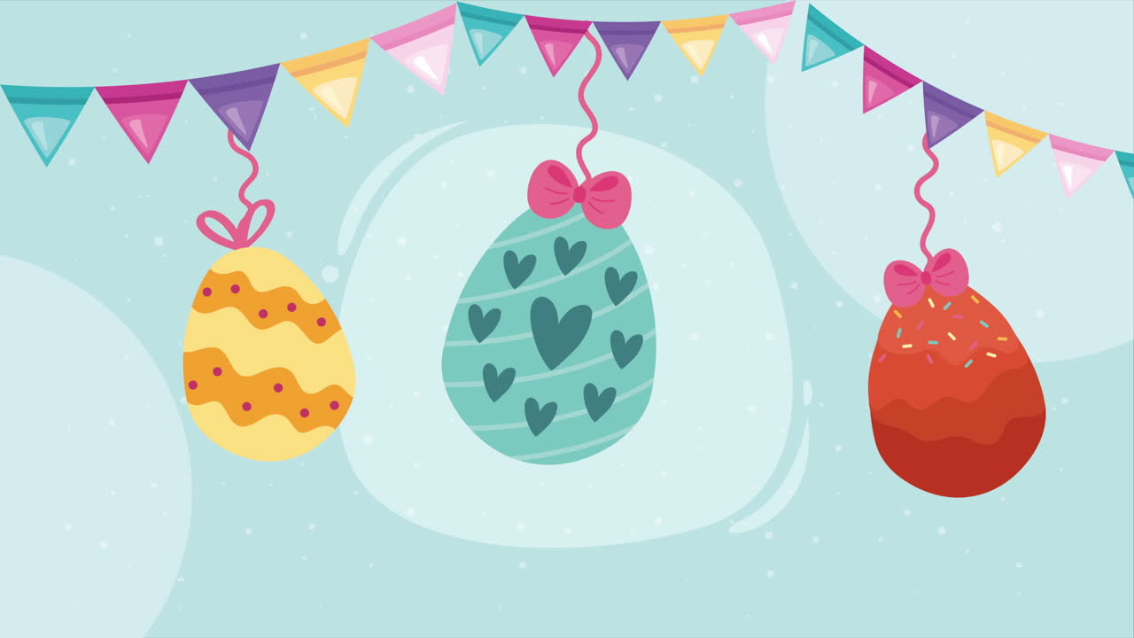 spring eggs painted with garlands animation