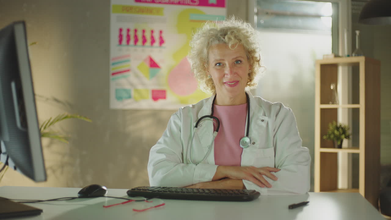 Médica en el consultorio