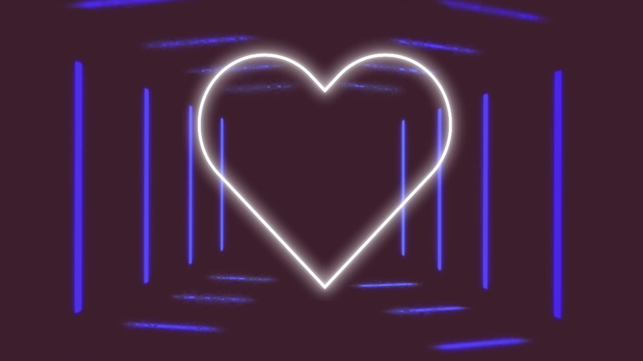 검은 바탕에 네온 심장과 모양의 애니메이션