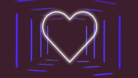 animación de corazón de neón y formas sobre fondo negro