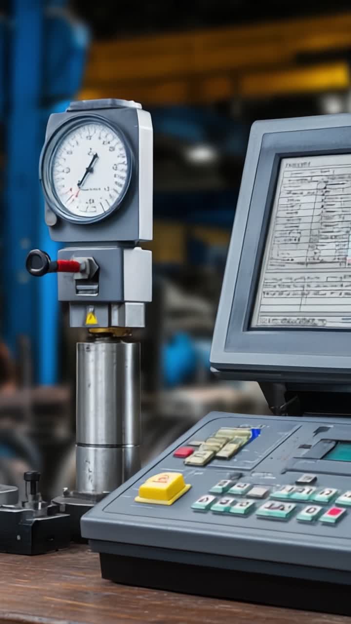 Precision Measurement Equipment: Monitoring Pressure and Data Analysis on Control Console in Industrial Environment