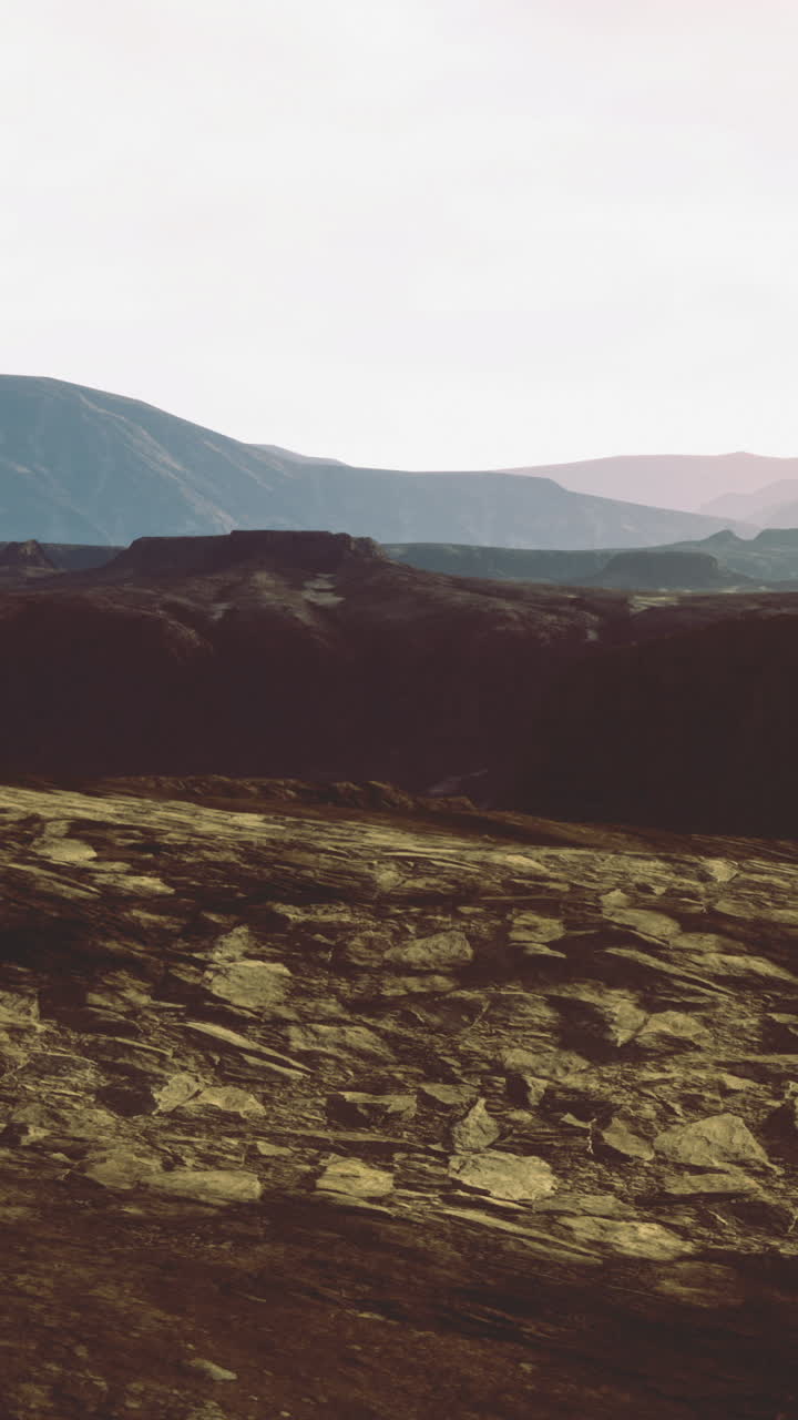 Majestic volcanic landscape captured during golden hour light near mountains