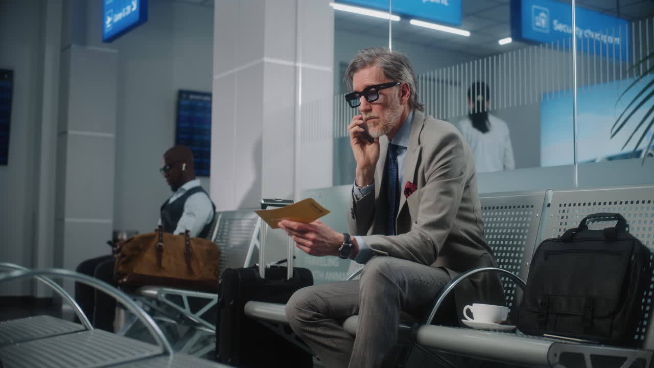 hombre de negocios esperando en el aeropuerto