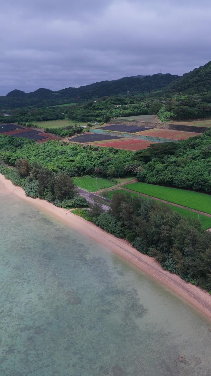 Ishigaki Adası, Japonya'daki Nagura Koyu Manzarası - Drone, Dikey Çekim