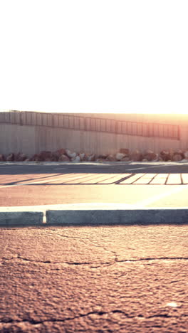 empty parking lot at sunset