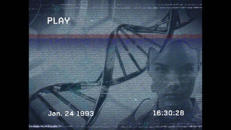 animación de la pantalla con glitch con procesamiento de datos sobre el médico utilizando formas y pantalla