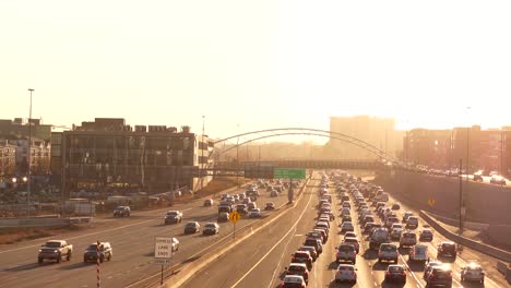 Rush-hour-traffic-on-I-25-in-Denver,-Colorado