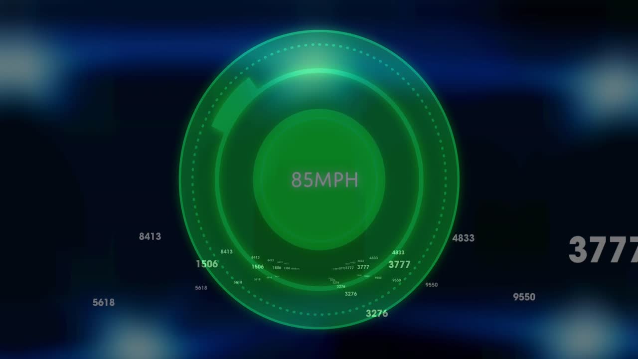 Animation of speedometer over falling numbers